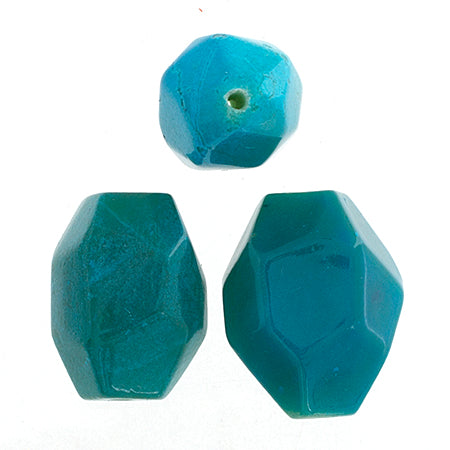 Semi-Precious 15x20mm Facetted Beads New Jade Coated Aqua