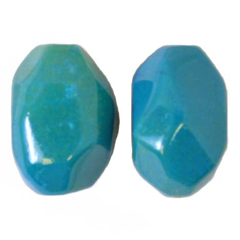 Semi-Precious 15x20mm Facetted Beads New Jade Coated Aqua