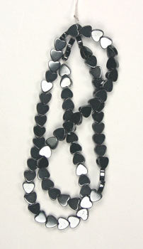 Hematite Flat Heart 6mm 16in Strand