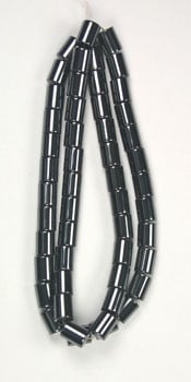 Hematite Cylinder Tube 6x8mm 2x8in Strand
