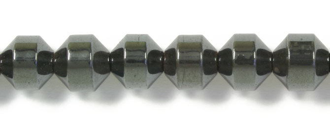 Hematite 7-8mm Hexagon 18Face 16in Strand