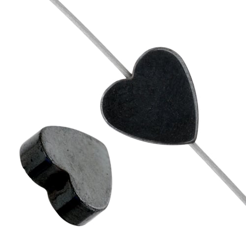 Hematite 8mm Heart Shape 2x8in Strand