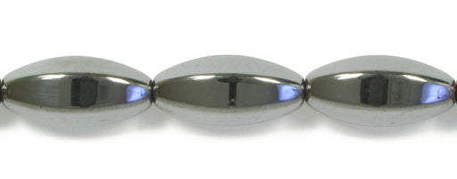 Hematite 10x20mm Fancy Oval Bead 6f-Edge 16in Strand