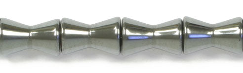 Hematite 8x12mm Fancy Tube Hour Glass Shape 16in Strand