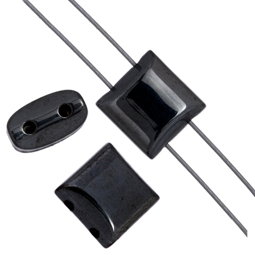 Magnetic Square Bead Fancy 10x10mm 2 Holes Hematite