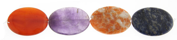 Mixed Stone 30x40mm Oval 4pcs Approx