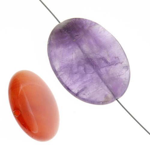 Mixed Stone 30x40mm Oval 4pcs Approx