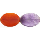 Mixed Stone 30x40mm Oval 4pcs Approx