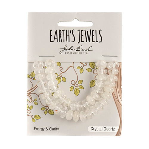 Earth's Jewels Semi-Precious Rondell 5x8mm Crystal Quartz Natural