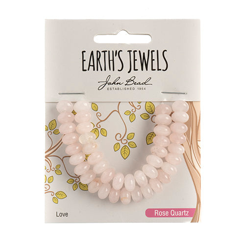 Earth's Jewels Semi-Precious Rondell 5x8mm Rose Quartz Natural