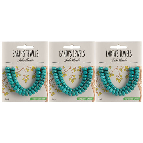 Earth's Jewels Semi-Precious Rondell 5x8mm Green Turquoise Stabilized