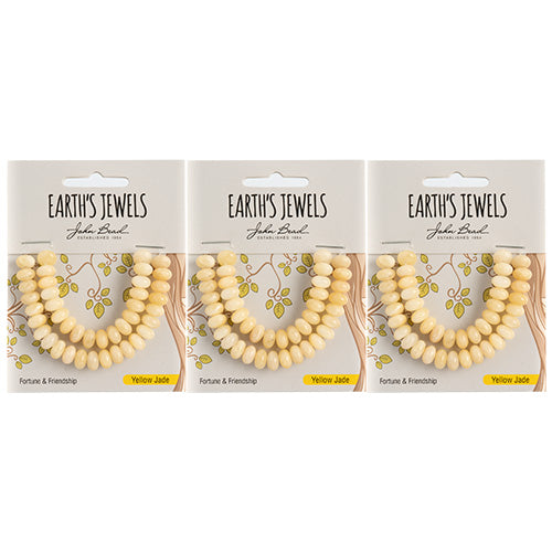 Earth's Jewels Semi-Precious Rondell 5x8mm Yellow Jade Natural