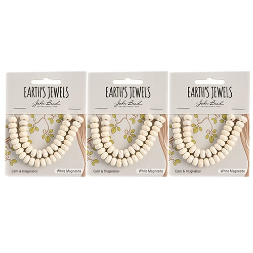 Earth's Jewels Semi-Precious Rondell 5x8mm White Magnesite/Reconstructed Turquoise