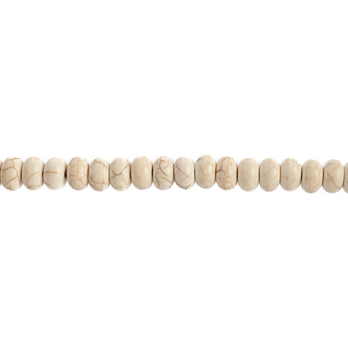 Earth's Jewels Semi-Precious Rondell 5x8mm White Magnesite/Reconstructed Turquoise