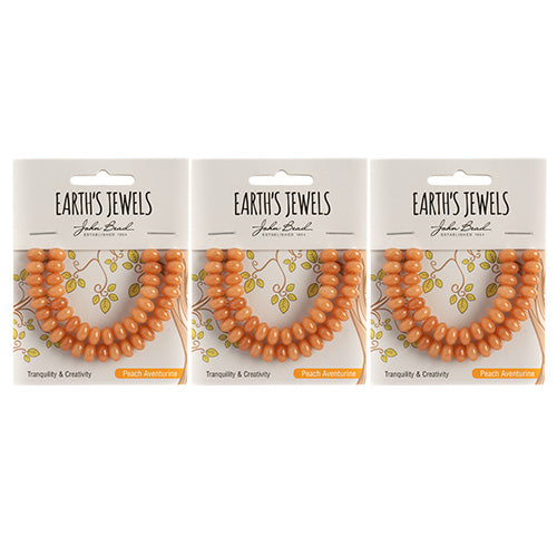 Earth's Jewels Semi-Precious Rondell 5x8mm Peach Aventurine Natural