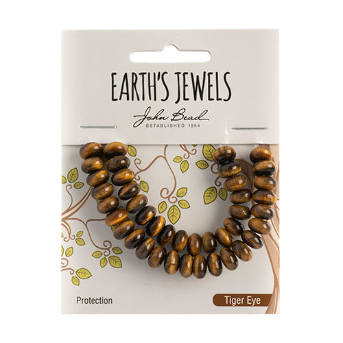 Earth's Jewels Semi-Precious Rondell 5x8mm Tiger Eye Natural