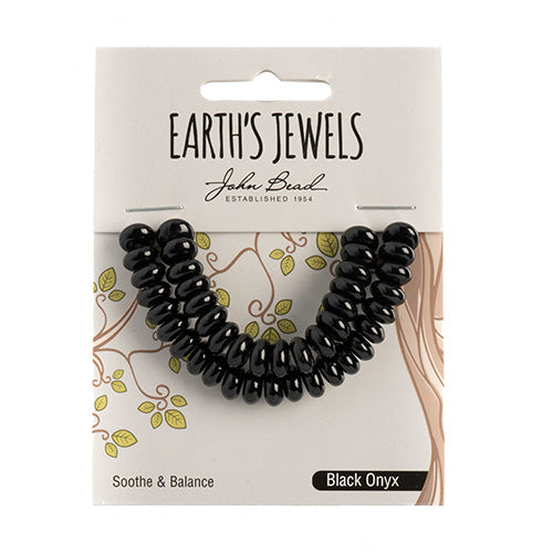 Earth's Jewels Semi-Precious Rondell 5x8mm Black Onyx Natural Dyed