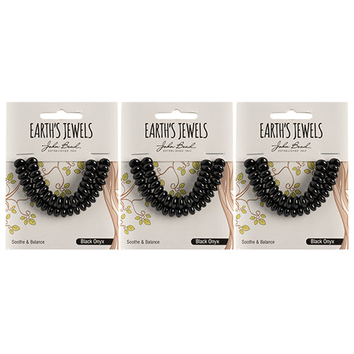 Earth's Jewels Semi-Precious Rondell 5x8mm Black Onyx Natural Dyed