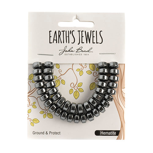 Earth's Jewels Semi-Precious Rondell 5x8mm Hematite Natural