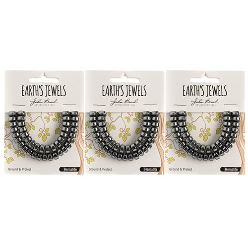 Earth's Jewels Semi-Precious Rondell 5x8mm Hematite Natural