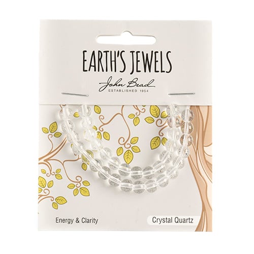 Earth's Jewels Semi-Precious Round Beads Crystal Quartz Natural