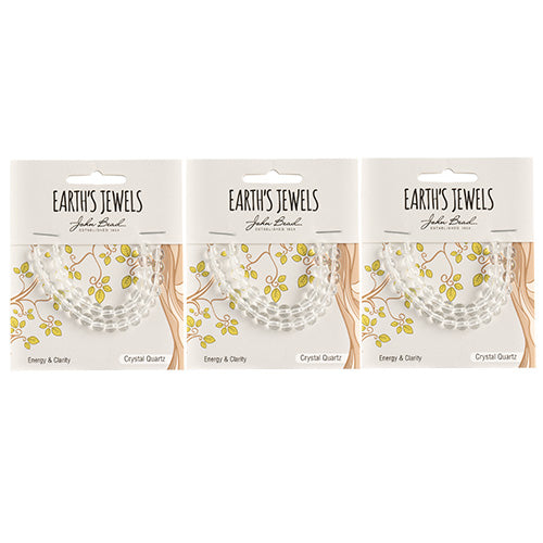 Earth's Jewels Semi-Precious Round Beads Crystal Quartz Natural