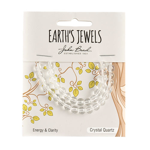 Earth's Jewels Semi-Precious Round Beads Crystal Quartz Natural