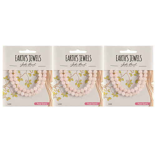 Earth's Jewels Semi-Precious Round Beads Rose Quartz Natural