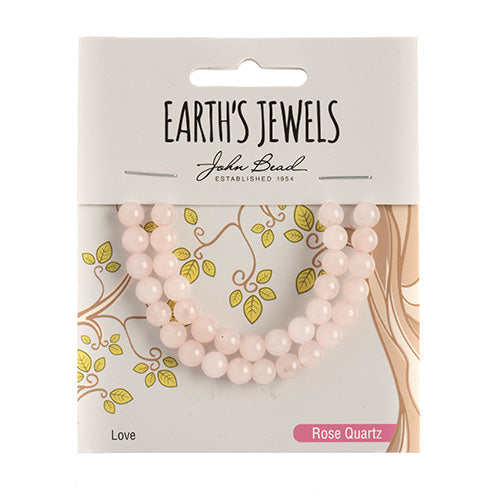 Earth's Jewels Semi-Precious Round Beads Rose Quartz Natural
