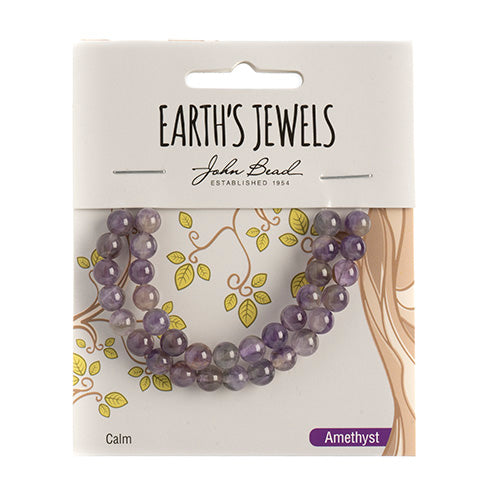 Earth's Jewels Semi-Precious Round Beads Amethyst Natural