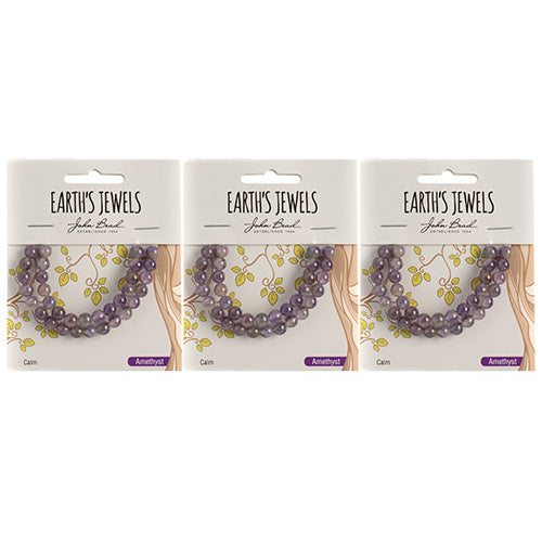 Earth's Jewels Semi-Precious Round Beads Amethyst Natural