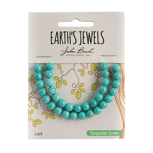 Earth's Jewels Semi-Precious Round Beads Green Turquoise Stabilized
