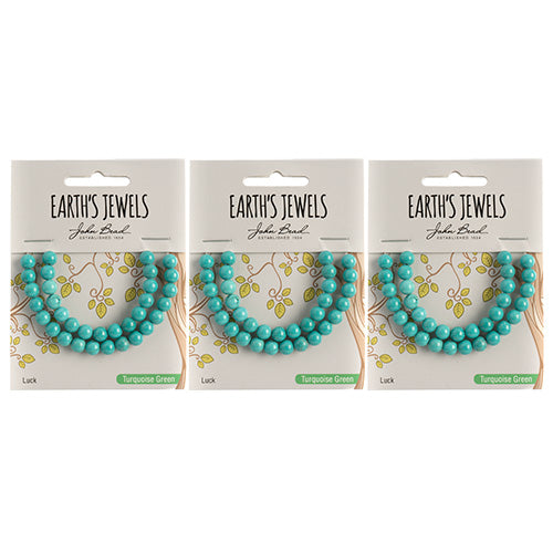 Earth's Jewels Semi-Precious Round Beads Green Turquoise Stabilized