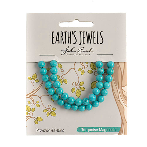 Earth's Jewels Semi-Precious Round Beads Turquoise Howlite Stabilized