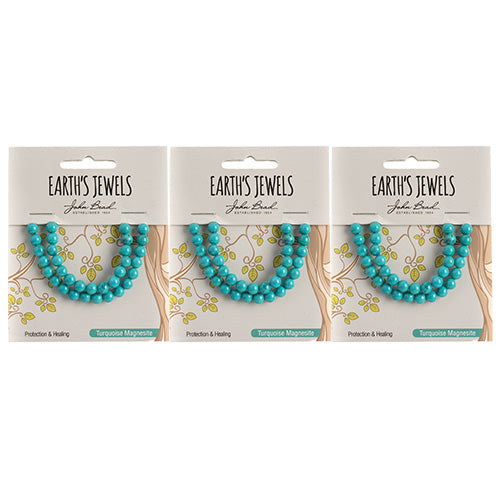 Earth's Jewels Semi-Precious Round Beads Turquoise Howlite Stabilized