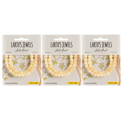 Earth's Jewels Semi-Precious Round Beads Yellow Jade Natural