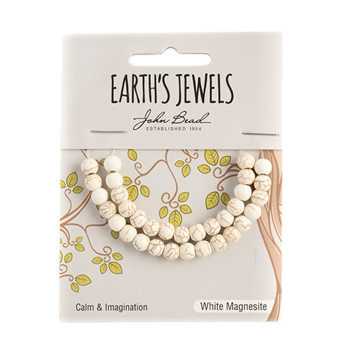 Earth's Jewels Semi-Precious Round Beads White Magnesite/Reconstructed Turquoise
