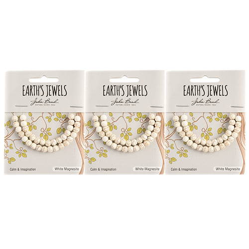 Earth's Jewels Semi-Precious Round Beads White Magnesite/Reconstructed Turquoise