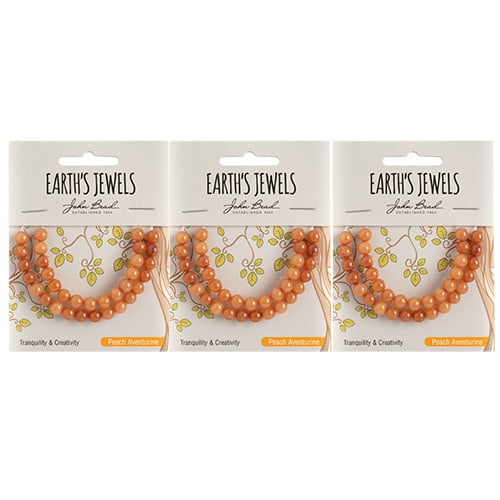 Earth's Jewels Semi-Precious Round Beads Peach Aventurine Natural