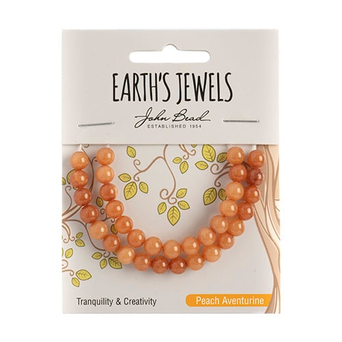 Earth's Jewels Semi-Precious Round Beads Peach Aventurine Natural