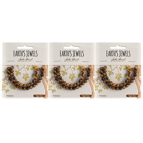 Earth's Jewels Semi-Precious Round Beads Tiger Eye Natural