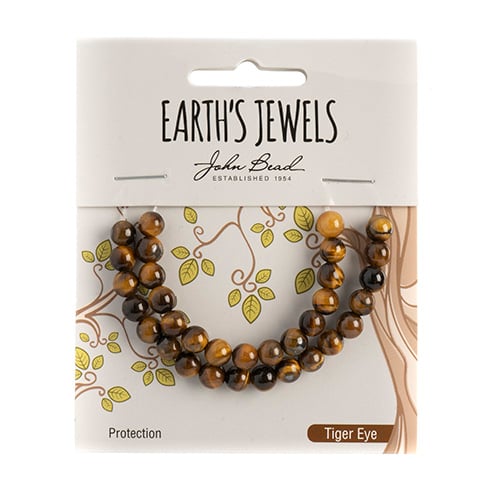 Earth's Jewels Semi-Precious Round Beads Tiger Eye Natural