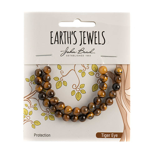 Earth's Jewels Semi-Precious Round Beads Tiger Eye Natural