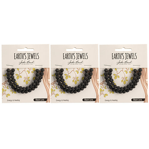 Earth's Jewels Semi-Precious Round Beads Black Lava Natural