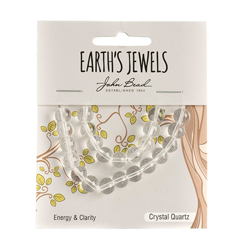 Earth's Jewels Semi-Precious Round Beads Crystal Quartz Natural