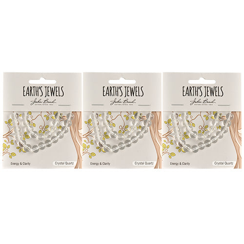 Earth's Jewels Semi-Precious Round Beads Crystal Quartz Natural