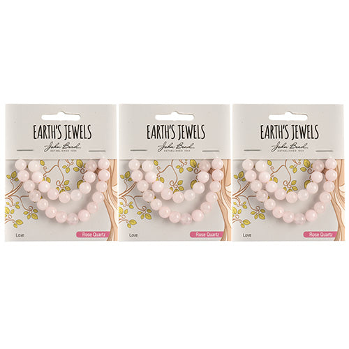 Earth's Jewels Semi-Precious Round Beads Rose Quartz Natural