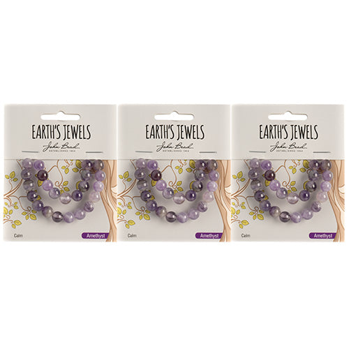 Earth's Jewels Semi-Precious Round Beads Amethyst Natural