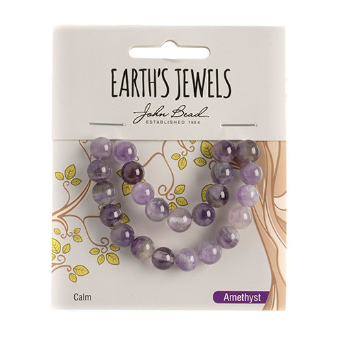 Earth's Jewels Semi-Precious Round Beads Amethyst Natural