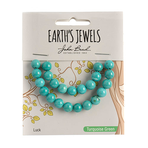 Earth's Jewels Semi-Precious Round Beads Green Turquoise Stabilized